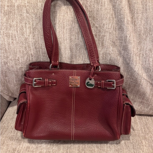 Dooney & Bourke Handbags - Dooney & Bourke Wine Pebbled Leather Pocket Satchel Shoulder Bag